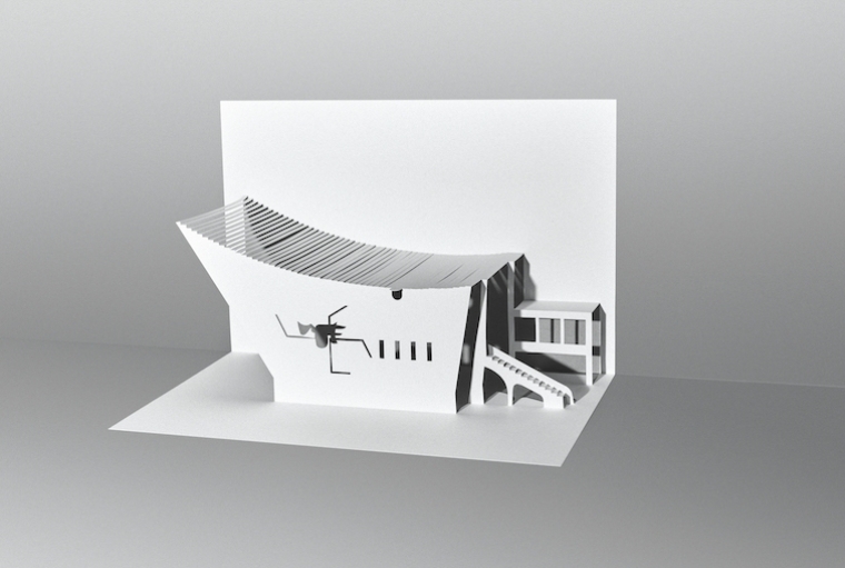 Le Corbusier Paper Models Maison De la Culture finished model