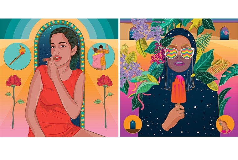 Samya Arif illustrations from Women of My Land series