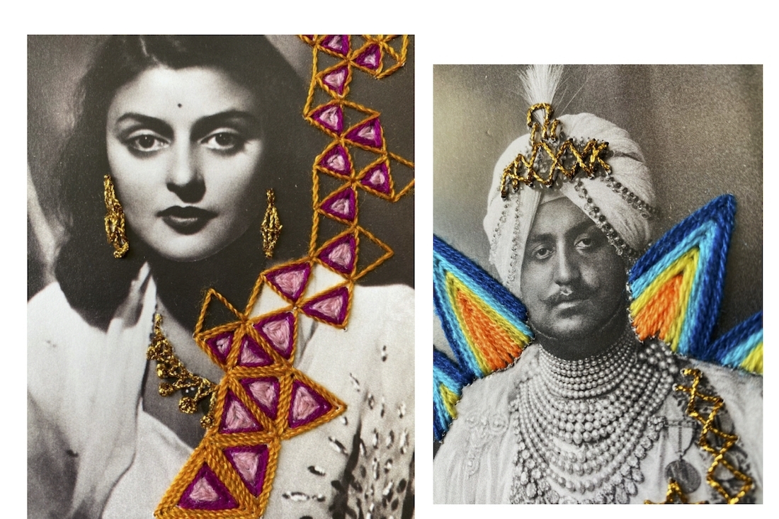 L:Princess Rajmata Gayatri Devi, postcard from India; R:Bhupendra Singh Mah...
