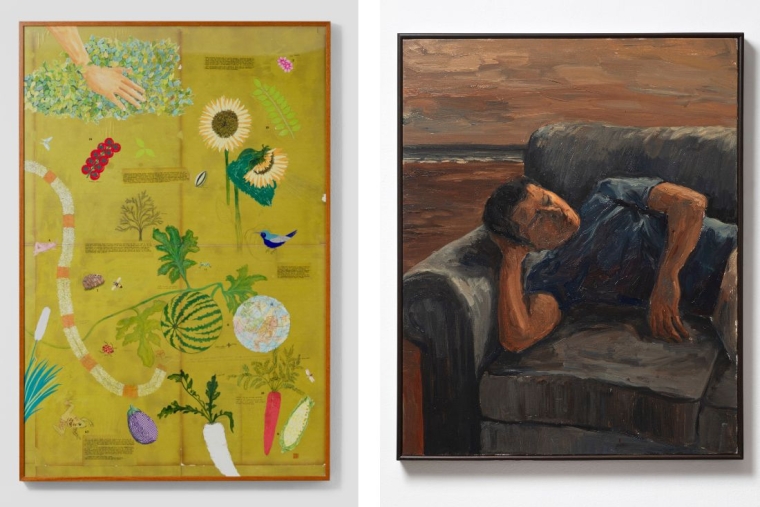 7th edition of Delhi Contemporary Art Week Vadehra Art Gallery - Shailesh BR (left), Zaam Arif (right)