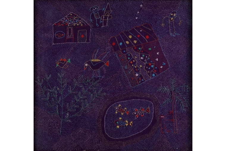 Nestled: Adip Dutta & Meera Mukherjee Meera Mukherjee Untitled (Kantha) Textile 18 1/4 x 17 1/2 in 46.5 x 44.5 cm Nestled: Adip Dutta & Meera Mukherjee Meera Mukherjee Untitled (Kantha) Textile 18 1/4 x 17 1/2 in 46.5 x 44.5 cm