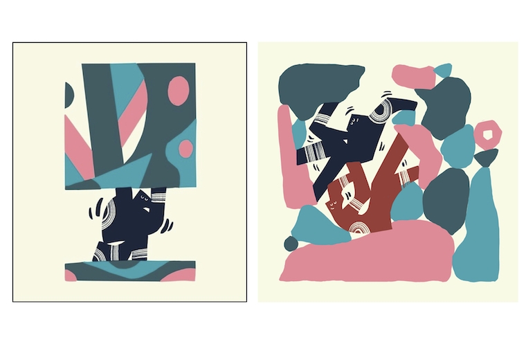 Pause L: 'Unveiled' ; R: Balancing Act (marriage) by Ashwin Chacko