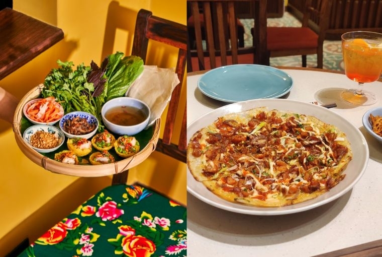 A Slice of Vietnam in Delhi  L: Banh Khot R: Rice Paper Pizza