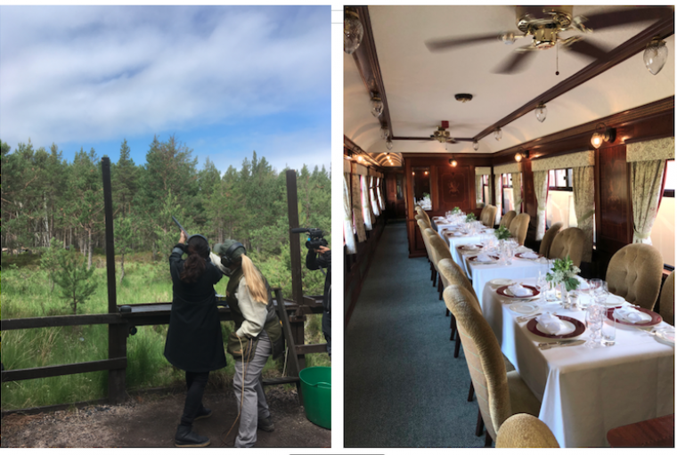 Angels' Share R: The elegant dining car aboard the train.