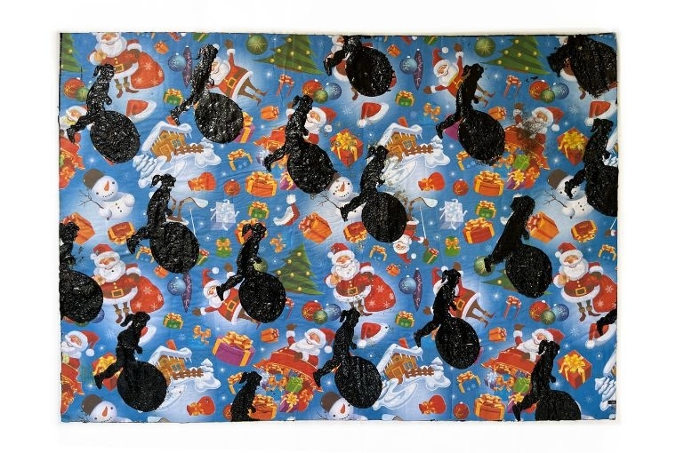 Between Dust and Distant Skies Things We Could Never Wrap  Wrapping Paper on Tar 49.5 × 71.5 cm 2026 