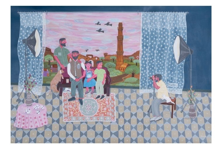 Blueprint12 at Art Mumbai 2025  JK Smile please, 2025 Acrylic, pen on paper 30 x 43 in 76.2 x 109.2 cm