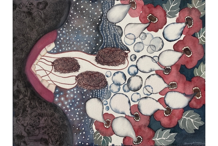 Dhruvi Acharya: Evaporating Voices Insatiate, 2020, 12.25x16.25 inches