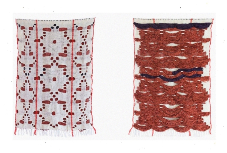 Fleeting Identities Sabiha Dohadwala, Crammed Between the Cracks I, handwoven cotton, wool, chenille yarn, 2019