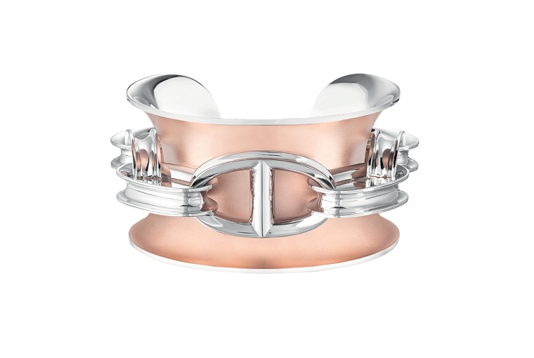 Hermès: Chaîne d'Ancre Cuff bracelet in Silver and Vermeil SS20 Objets Hermès Studio Des Fleurs