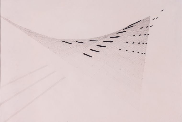 In-Rhythm & Inheritors of Earth  Nasreen Mohamedi, Untitled, 1980 Ink and graphite on paper 15 × 20 inches / 38.1 × 50.8 cm Courtesy Heirs of Nasreen Mohamedi