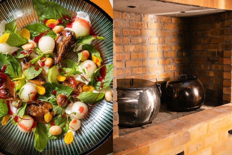 Kikli L-R: Aadu Salad, Haras used to cook Dal 
