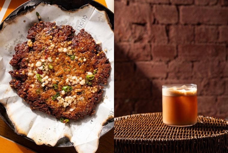 Kikli L-R: Chaapli Kebab, Jugaali Chaa cocktail