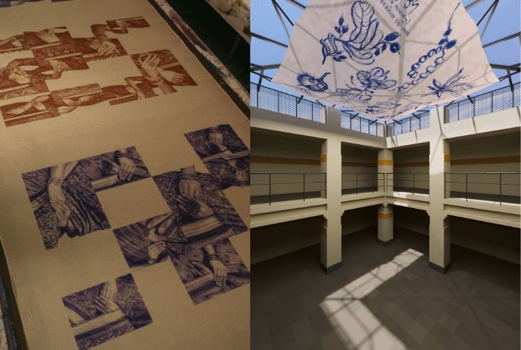 Nimish Shah  L: Kaamna Patel R: Edugraphic Canopy at Anjali Hospital, Ranasan Site Specific by Garima Gupta