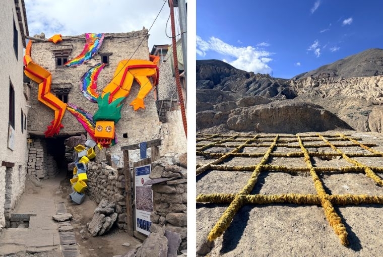 sa Ladakh Biennale L: Za s Chu Thungse by Tashi Namgyal R: Ground Control by Studio Eidola 