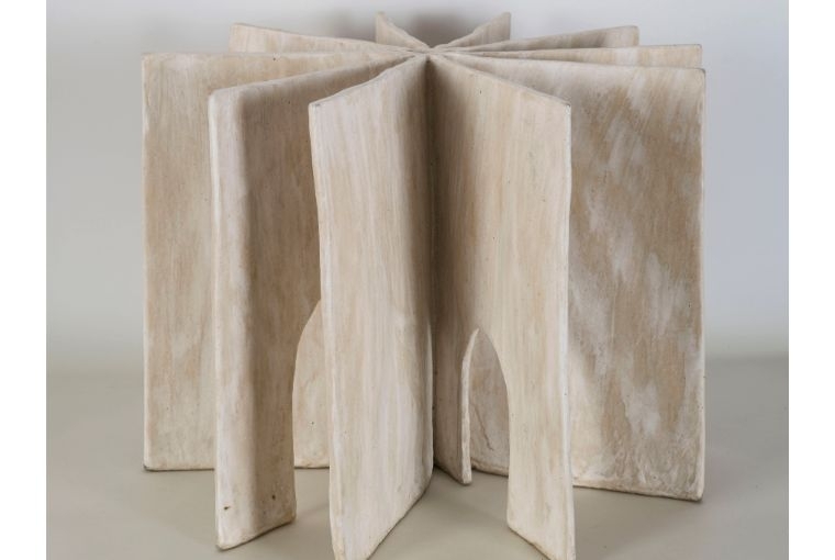 Saba Hasan  Threshold Series, 2020- 2022. Clay on book, mixed media, Collection: Saba Hasan studio