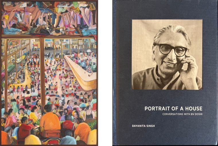 The Art of Book Design  Book cover and spine from Nityan Unnikrishnan's The Centre Cannot Hold published by Letterpress, 2025, Dayanita Singh's Portrait of a House: Conversations With BV Doshi published by Spontaneous Books 